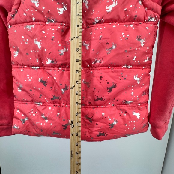 Pink Platinum Silver Unicorn Print Girls Hooded Puffer Vest Jacket Size‎ 10/12 - Picture 7 of 11
